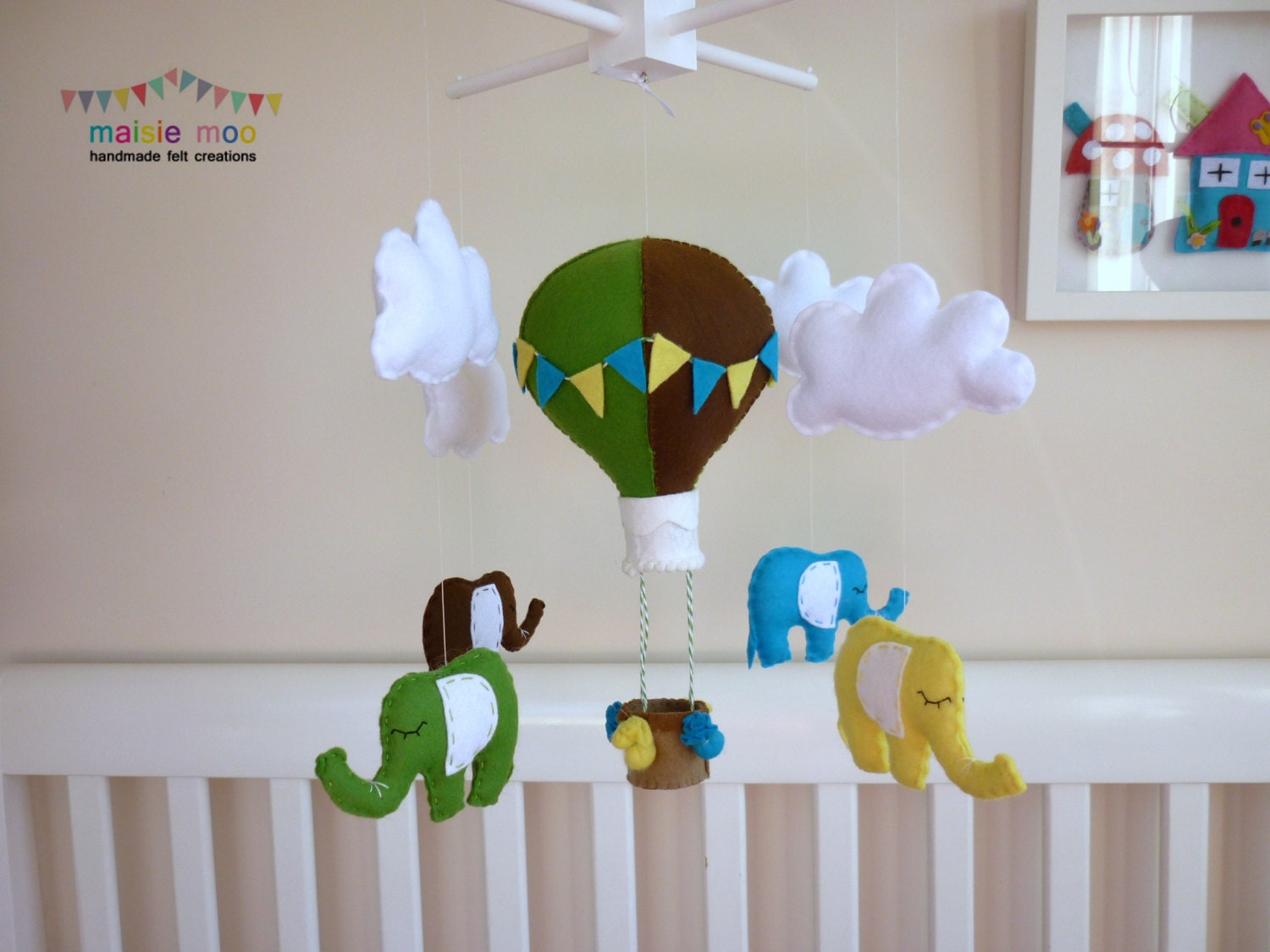 Hot Air Balloon and Baby Elephant Mobile - Custom Colors