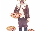 Yellow Lab Watercolor PRINT - Dog Watercolour Art Print, Pie Painting, Funny Painting, 11x14 Print