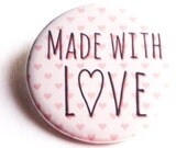 Made with Love Gift Tag Pinback Button Handmade Accessory