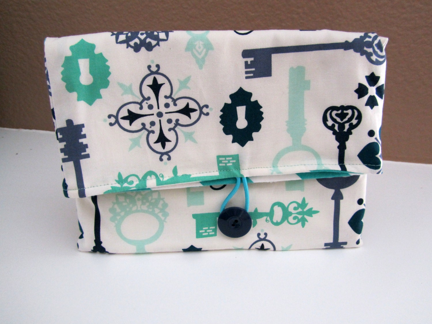 Button Clutch- Lock and Key with Chevron Lining