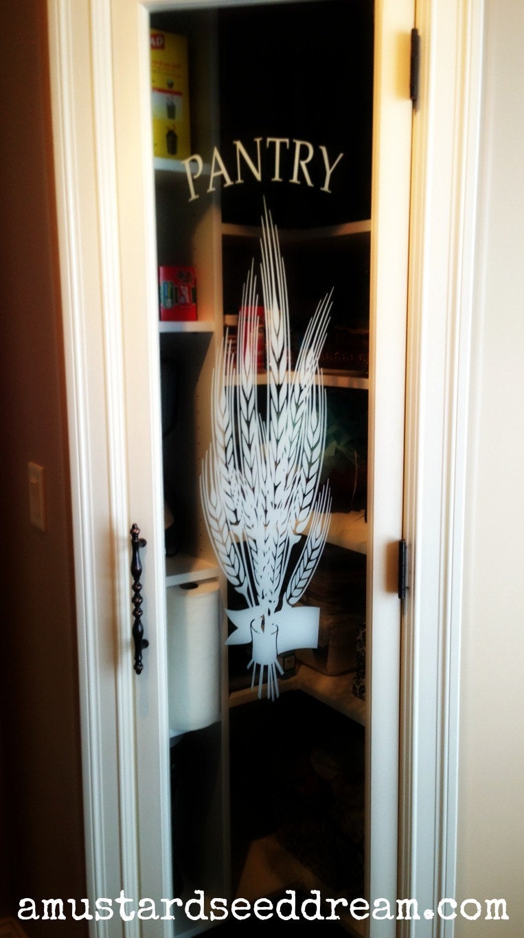 Pantry Door Sticker Decal with Wheat embellishments - Vinyl Wall Art, Graphics, Lettering, Decal, Sticker