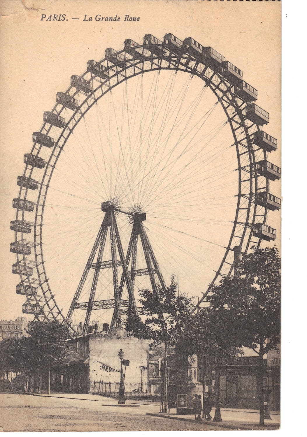 Vintage Paris France Postcard - La Grande Roue