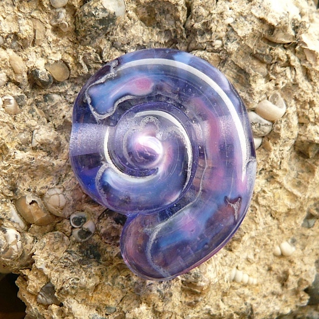 Purple Spiral Focal Bead Lampwork Glass