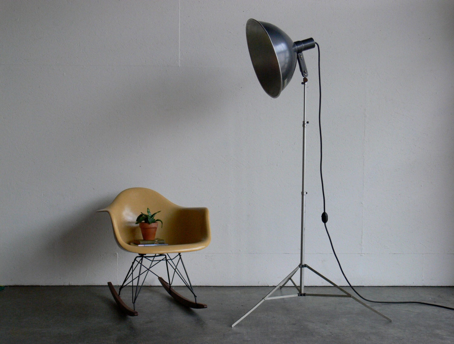 Vintage Mid Century Modern, Industrial, Tri-Pod Floor Lamp