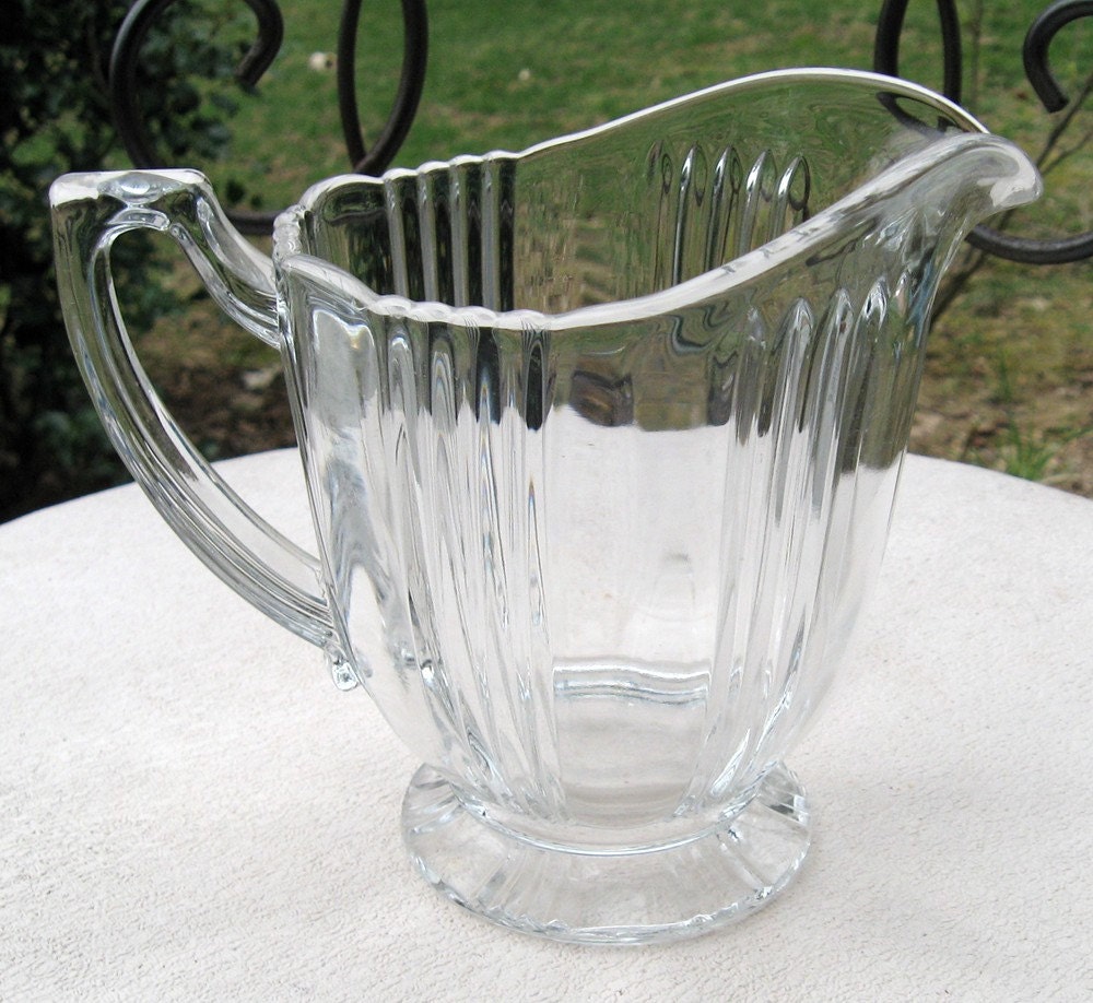 Vintage Cut Glass Creamer / Mini Pitcher / Cut Pressed Glass / Shabby Chic / Pretty as Vase