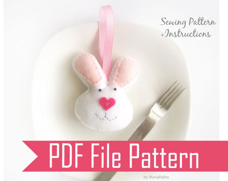 Valentine day Bunny PDF Sewing Pattern - Felt Bunny mini plush A323 Il_570xn
