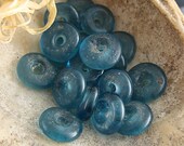 20 Mali Blue African Ghana Recycled Glass Disk Beads