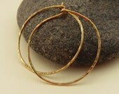 Hammered Brass Hoop Earrings. Textured. 1 1/3 Inch. Medium. 18 Gauge Wire Hoops. Circle Earrings.