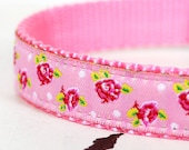 Shabby Chic Dog Collar in Pink Roses