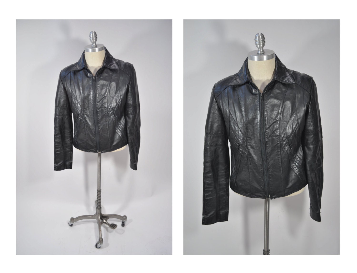 vintage leather jacket vintage CAFE RACER motorcycle indie medium