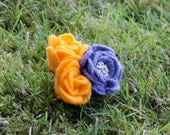 3 Felt Flower Hair Clip with Rhinestone