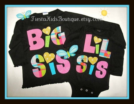 Big Sis Lil Sis - Little Sister - SIBLING SET, baby girl onesie, bodysuit, Tshirt. Il_570xn