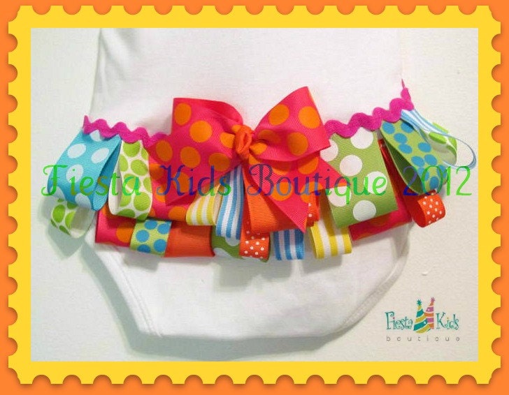 Baby girl onesie - newborn - toddler - bodysuit - ruffled diaper cover - ribbon loop Il_570xn