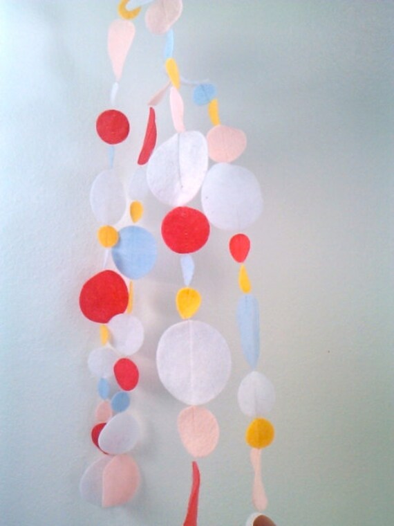 Dot Garland Eco Felt 8 FEET Poppy, White, Pink, Mango, Light Blue Decoration for Birthday, Bedroom or Tree Il_570xn