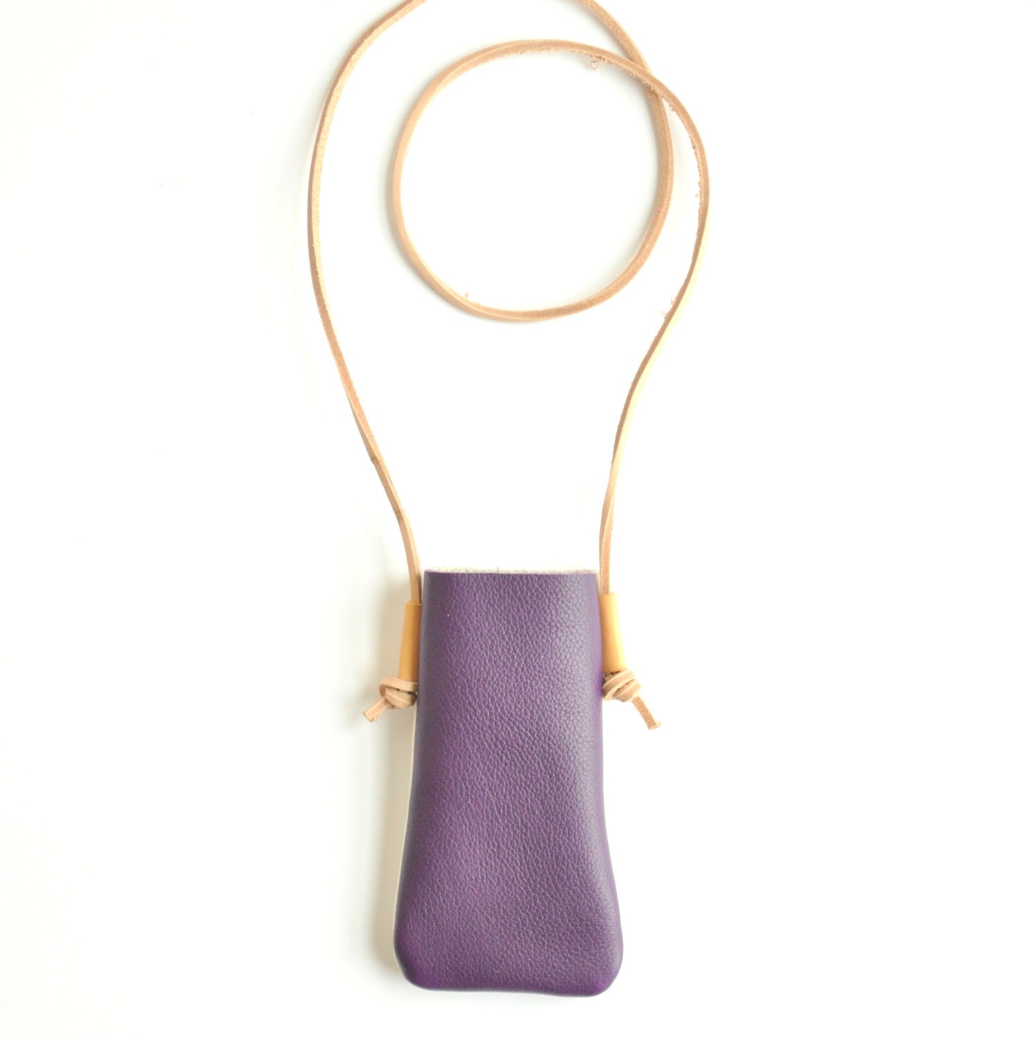 Two-tone leather cell phone case - Violet & White