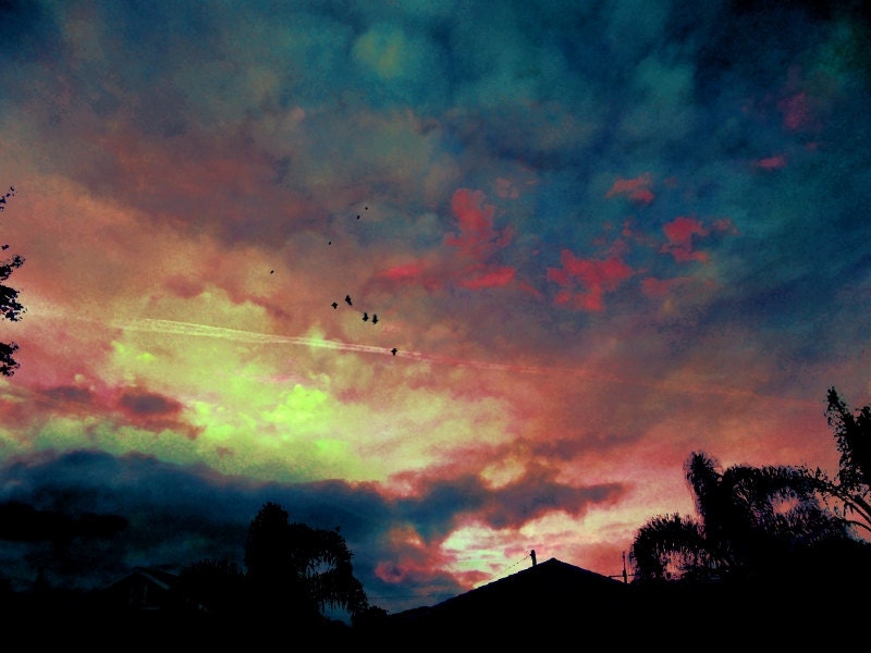 Acid Wash Original Professional Art Print ,sky,birds,colorful,photography,digital,new,