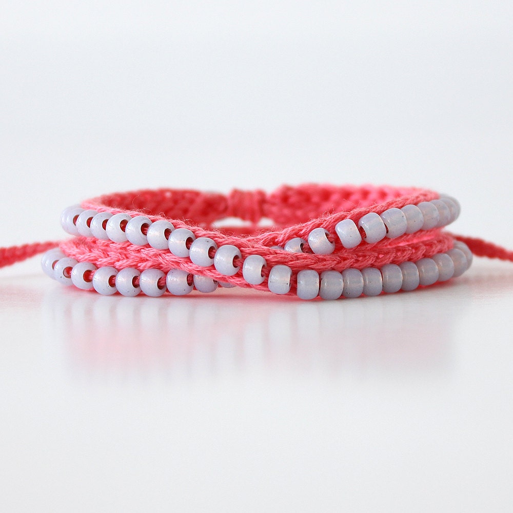 SALE Friendship Bracelet, Crocheted Bracelet, Its me Mary Bracelet, Beaded Bracelet