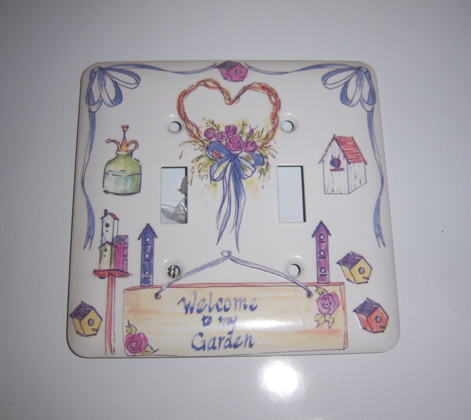 Garden themed double light switch cover