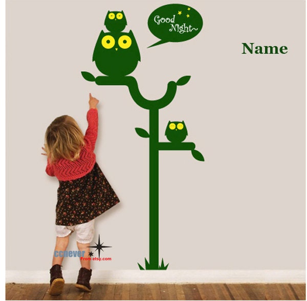 Owl Tree Good Night Name Personalised----Removable Graphic Art wall decals stickers home decor