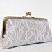 custom : linen & lace personalized clutch, bridal bag, bridesmaid gift, choose your fabrics