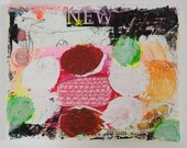 painting abstract art contemporary decor black white red original mixed media canvas