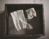 Cream laced wool bonnet and pants