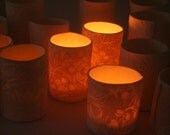 Set of 3 - Porcelain Tealight Holder with Australian flannel flowers