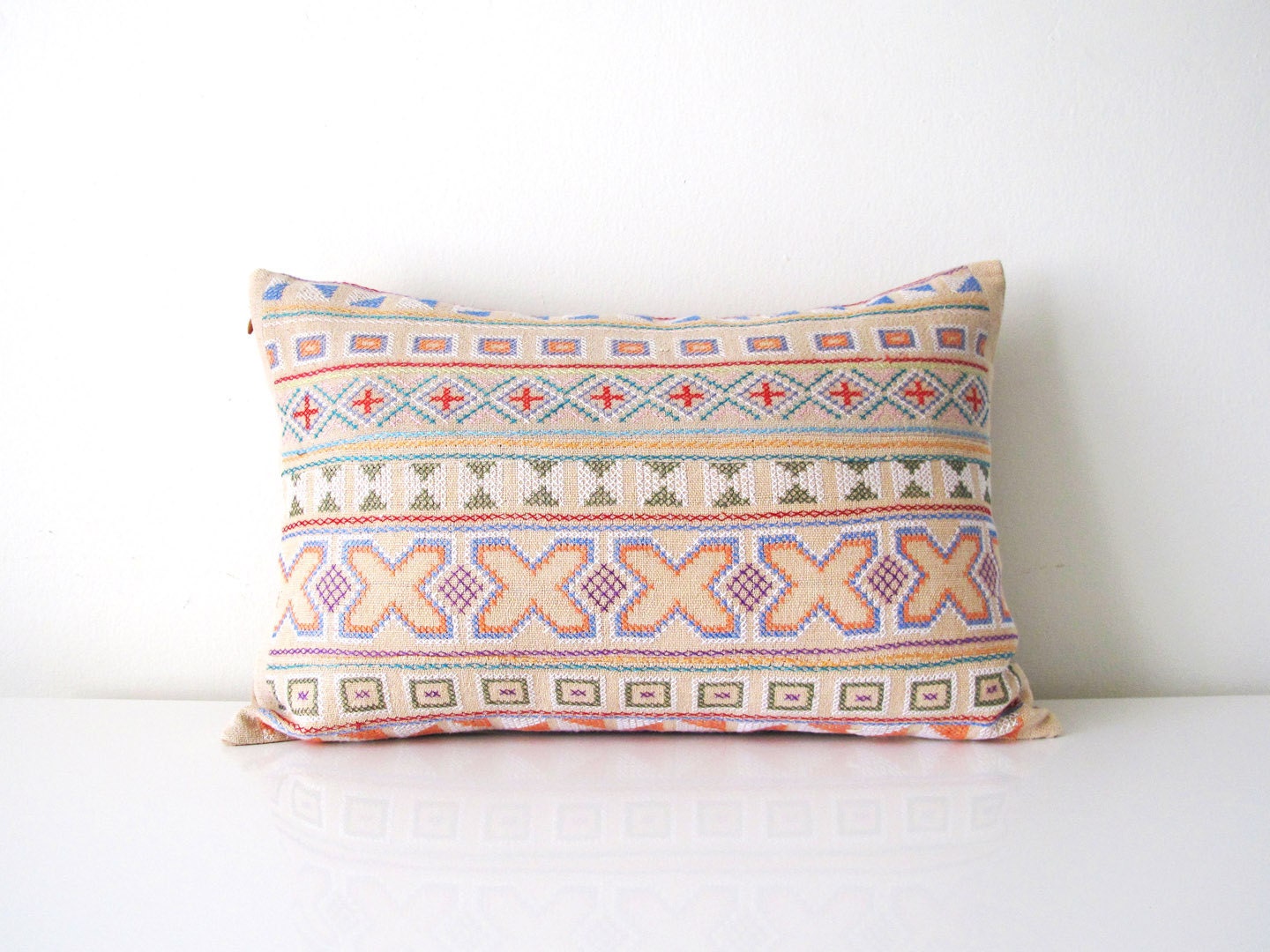 13 x 20 Tahni hand - stitched tribal cotton pillow cover