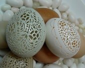 MADE TO ORDER - Hand Carved Victorian Lace Chicken Egg - Floral Oval