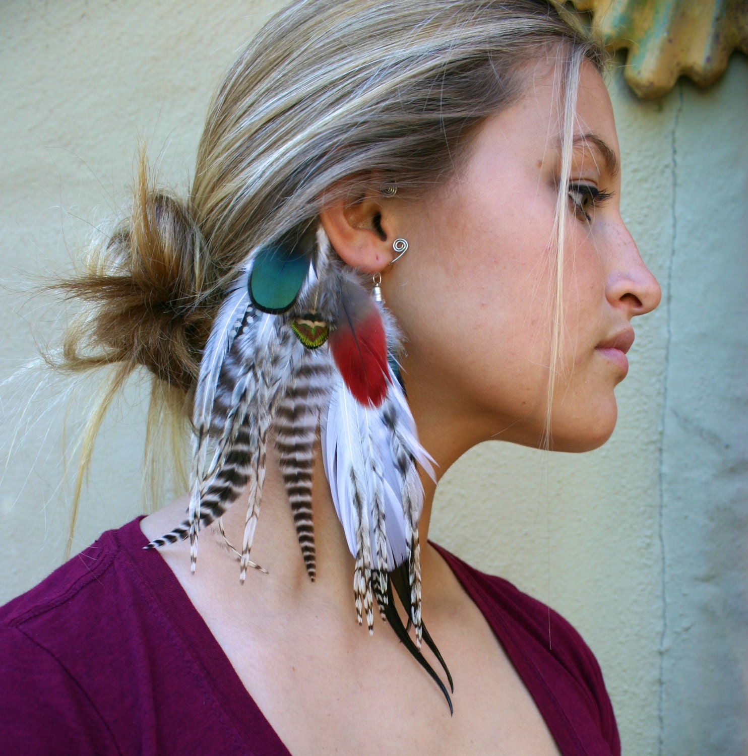 Feather Ear Cuff - Macaw Earcuff