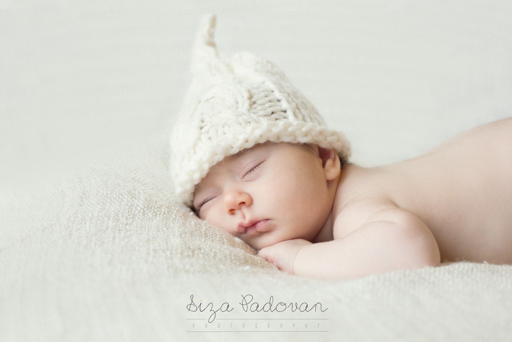 Kids Newborn Hats Baby Organic baby Photography prop Handmade Knitting Crochet Infants Photo prop Little Elf White milk Organic Wool