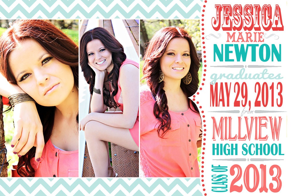 Photo Graduation Announcement, Printable,Commencement Party Invitation, Typography Style, Multiple Photos