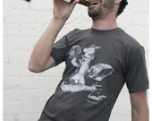 surfing monster dark gray man t-shirt