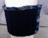 SALE Recycled Cotton Sweater Cup Cozy in Navy