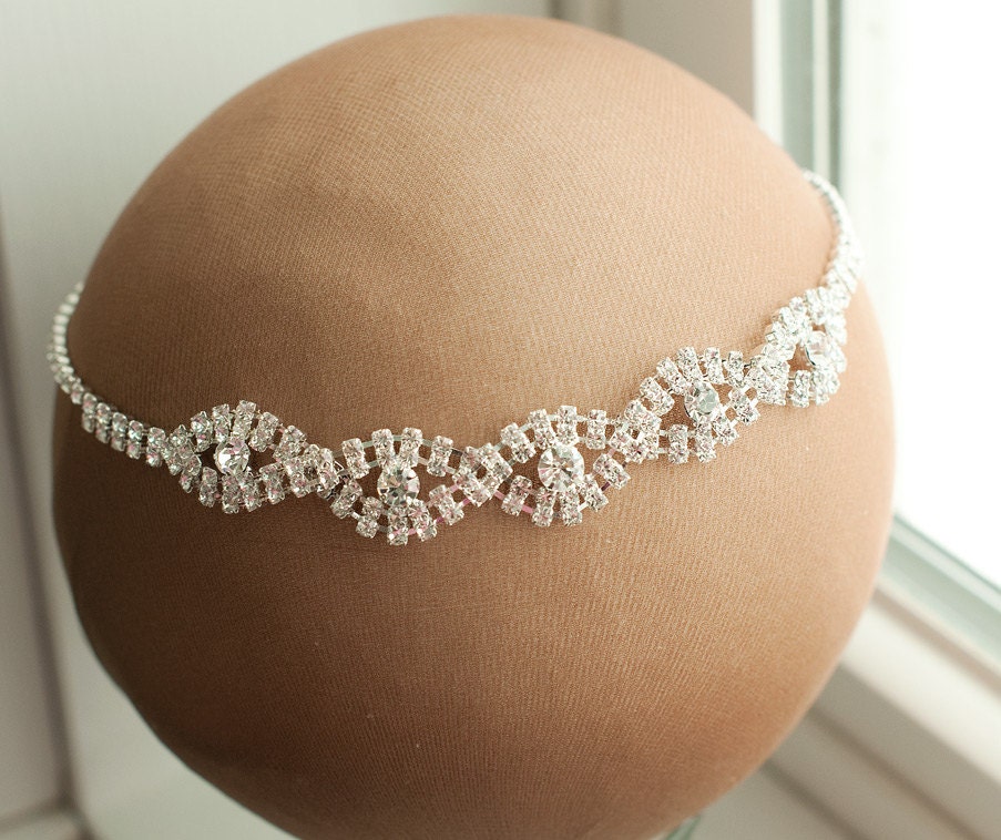 The Fiona- Rhinestone Tie-Back Crown Tiara Headband Newborn Child