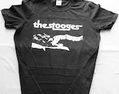 the stooges t  shirt screen print   short sleeve  black shirt cotton iggy mc5