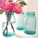 Turquoise Blue Mason Jar, Bell Canning Jars, Vintage Wedding Decor, Cottage Chic Vases, Zinc Lids