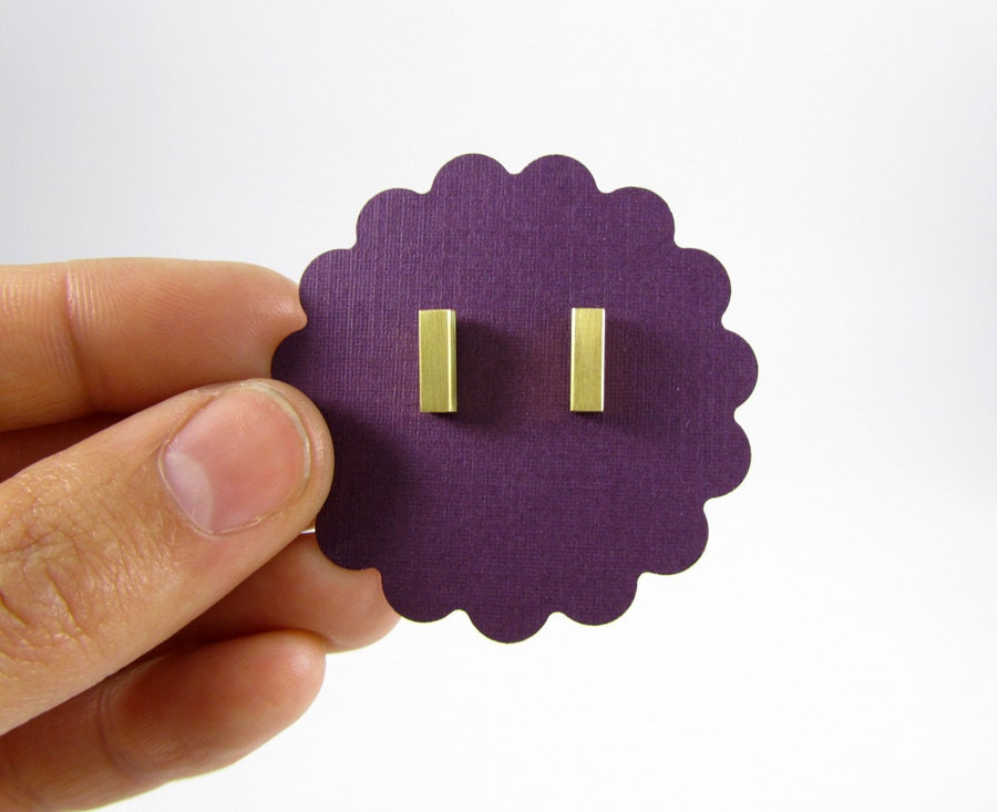 Brass Tube Stud Earrings Small Pair Steel posts Free Shipping