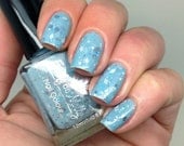 Nail polish - "Steeling Diamonds" silver and charcoal glitter in a steel blue base