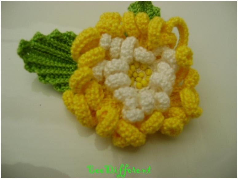 Crochet flower apllique, 2 leaves,embellishment, hairclip, headband, pin