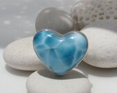 Larimar heart ring, I love Blue Diamonds - gorgeous volcanic blue AAA turtleback Larimar - US 7.5