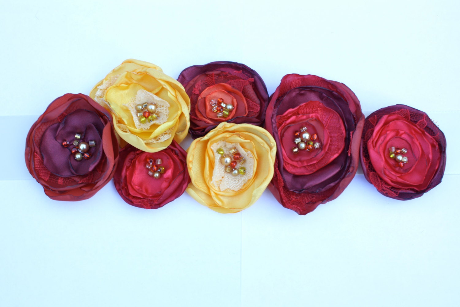 Sunset No. 2 Bridal Rose Belt in Red, Orange, Yellow