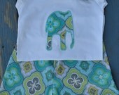 Baby Toddler ELEGANT ELEPHANT - Boutique Custom Toddler baby clothes - Ruffle Shorts and Embroidered Shirt 6-12 mo 18 mo 24 mo 2t 3 4 5 6