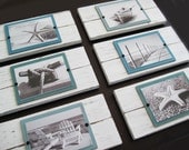 Set of 6 White and Turquoise Plank Frames for 5x7 Pictures
