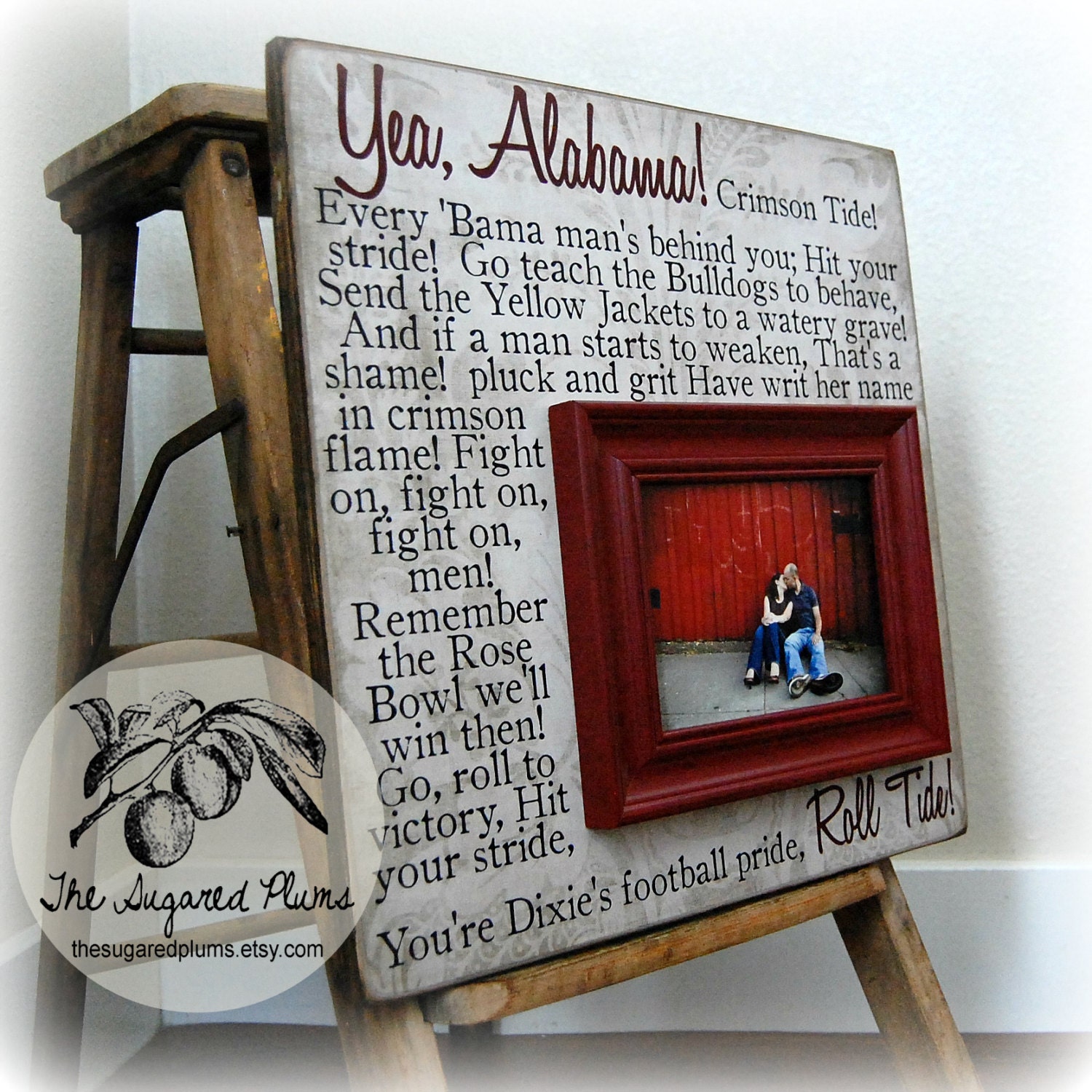 Sports University of Alabama Crimson Tide College Football Fight Song State 16x16 Personalized Picture Frame Sign