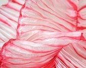 Silk Scarf, Had Dyed and Pleated, Red and White