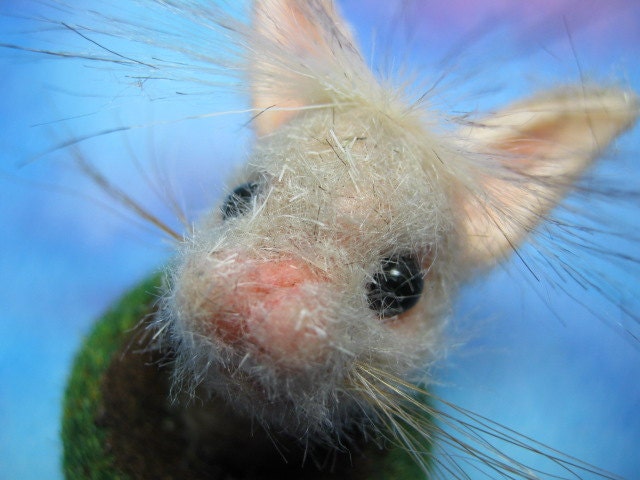 Bethany Rabbit in Burrow furred clay OOAK SCULPT by Ann Galvin Coupon Code GOBLINRY