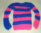 Mohair sweater by camdenlock clothing punk rock new colors blue and pink stripe handmade knitting