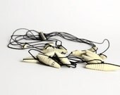 Necklace with paper beads in white and black - One of a kind