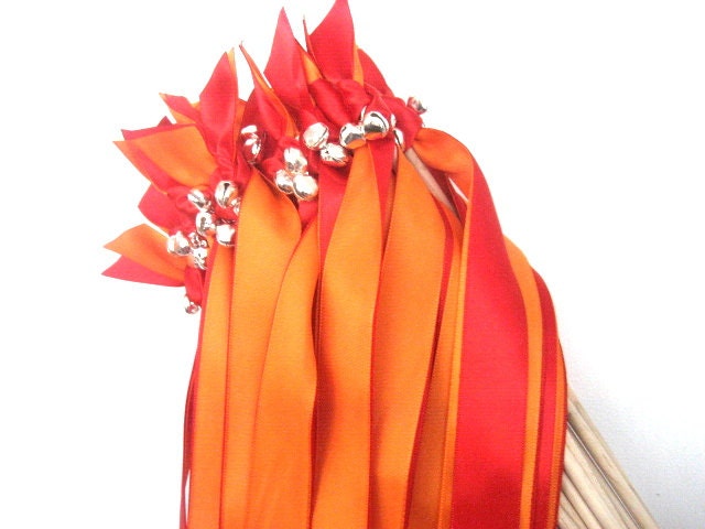 100 Wedding Wands: Any Color Two Satin Ribbon Streamers with Two SILVER Bells